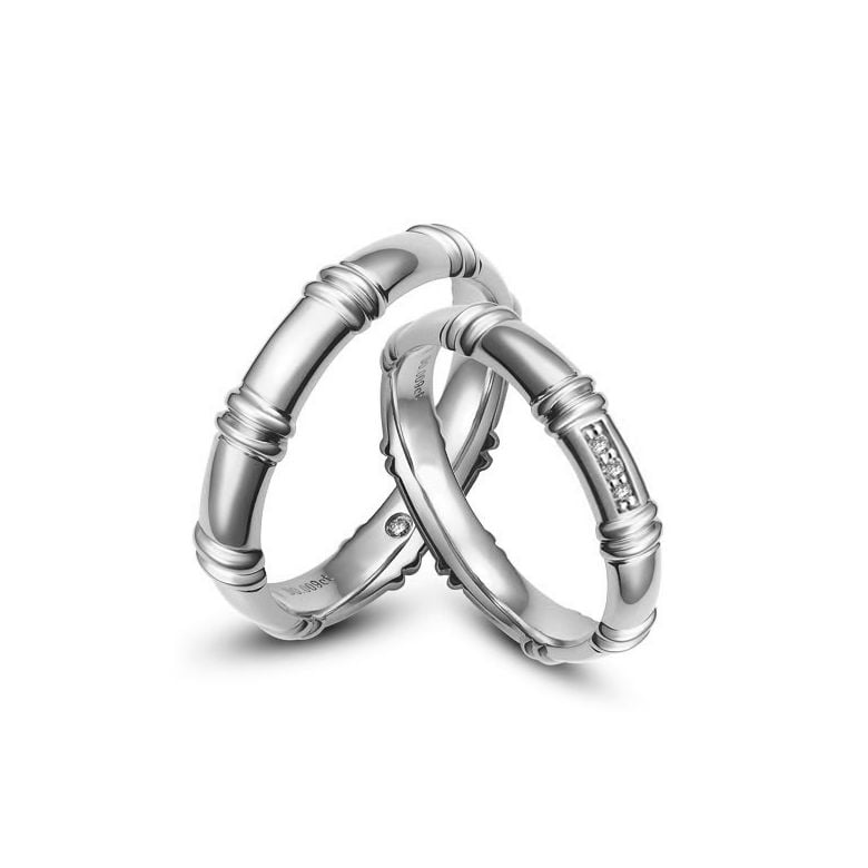 Alliances platine - Alliances diamants pour couple | Bambou platine - 1