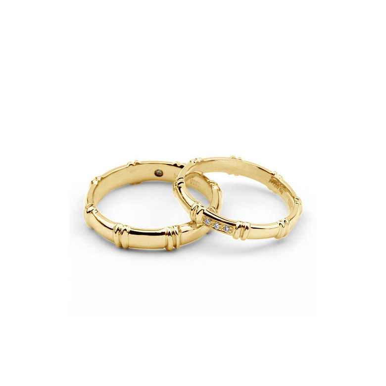 Alliances en or jaune 18 carats - Alliances diamants pour couple | Giulietta & Beethoven - 2