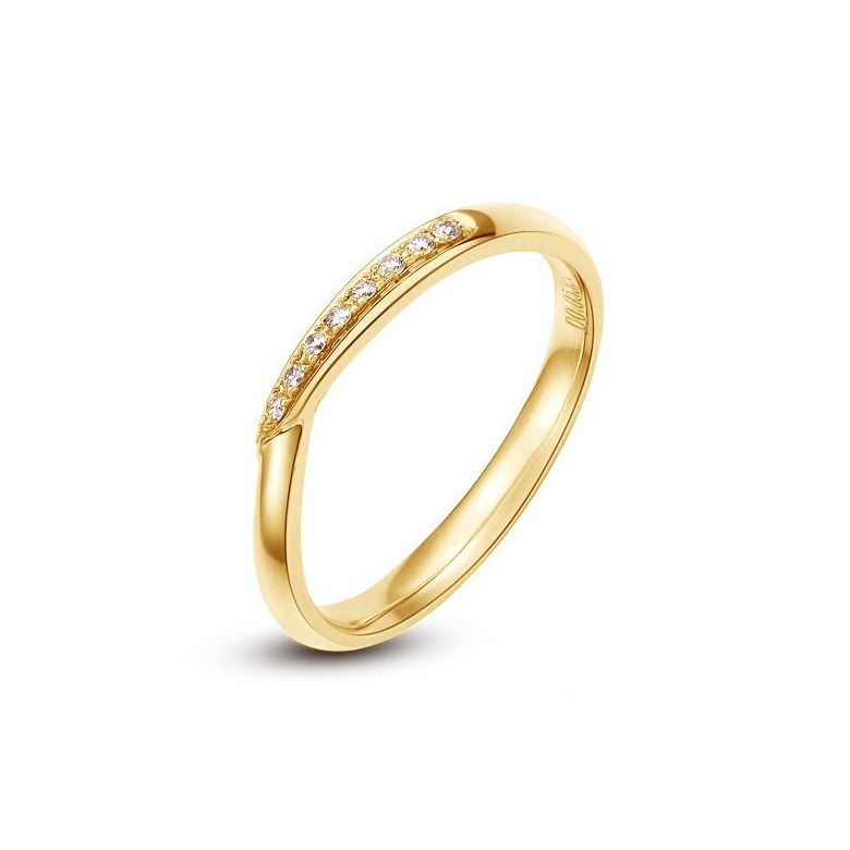 Alliance bague facettée - Alliance diamant Femme - Or jaune - 1