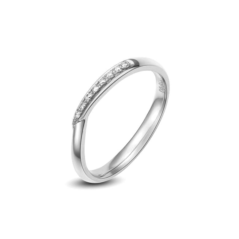 Alliance bague facettée - Alliance diamant Femme - Or blanc - 1