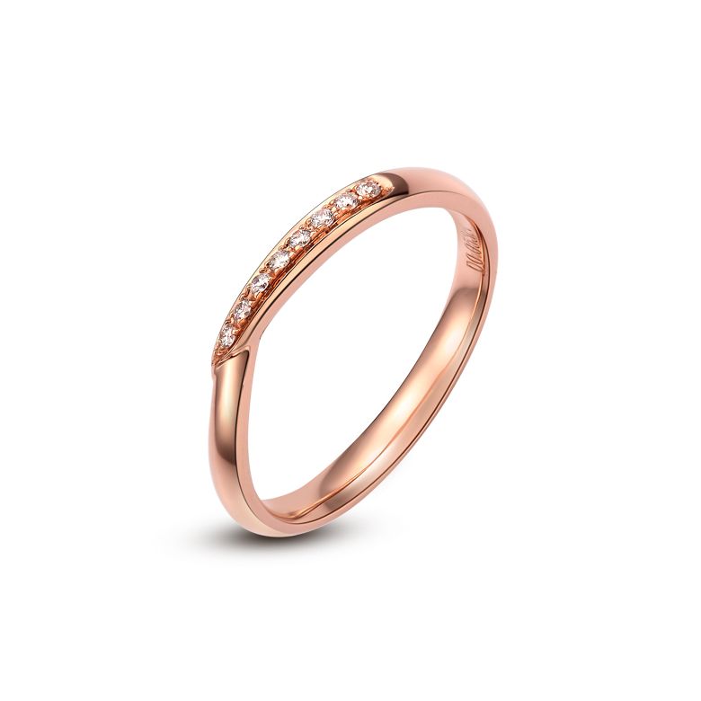 Alliance or rose diamants - Alliance Femme - 1