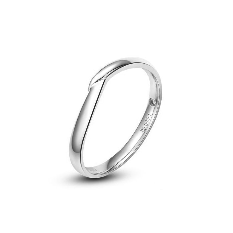 Alliance bague facettée - Alliance diamant Homme - Or blanc - 1