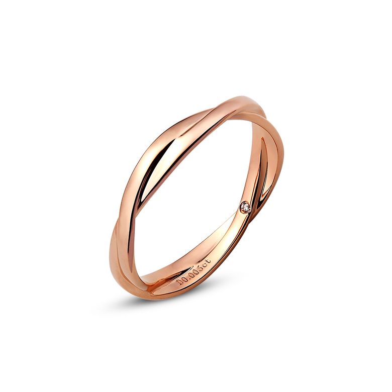 Alliance 2 anneaux - Alliance Femme - Or rose - Diamant - 1