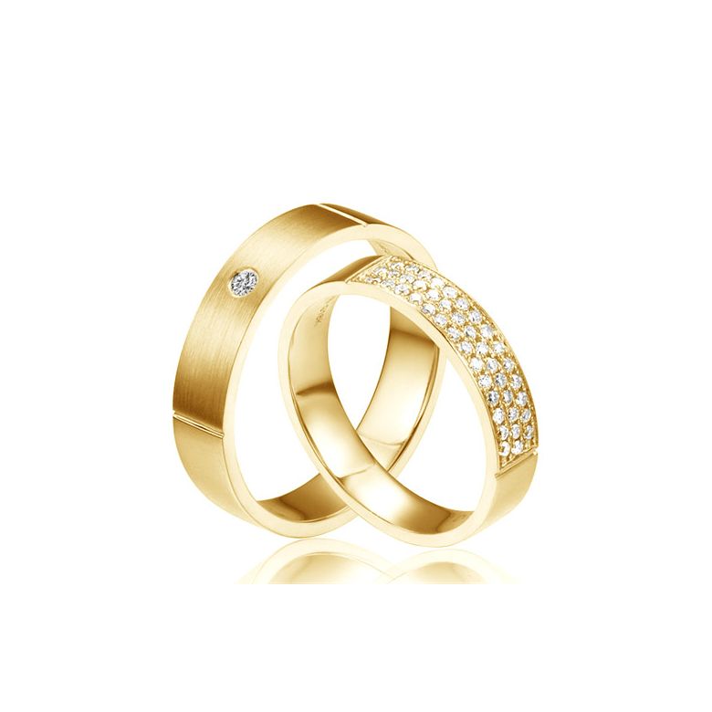 Alliances or jaune Couple - Sertissage diamants - 1