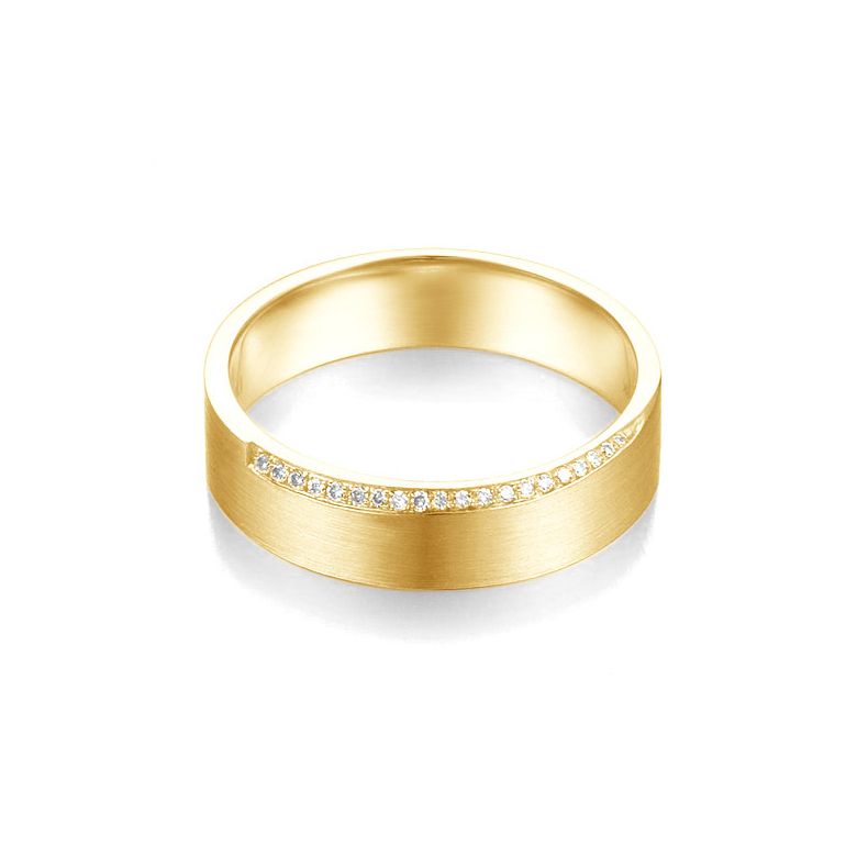Alliance Brandon - Or Jaune Brossé 18cts pour Homme - Liseré de 19 Diamants | Gemperles - 3