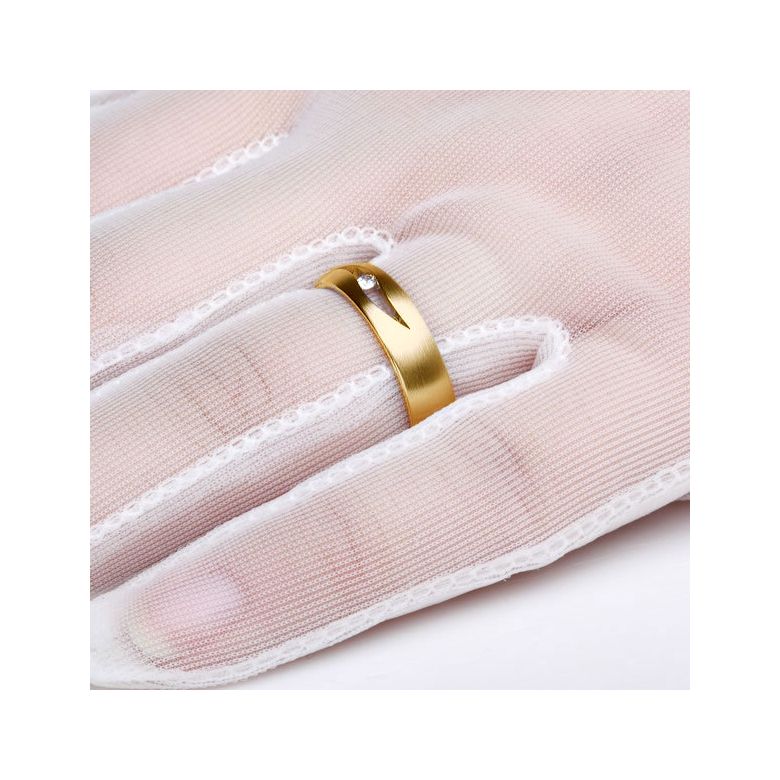 Alliance diamant or jaune - Lignes pures et découpées - Femme - 4