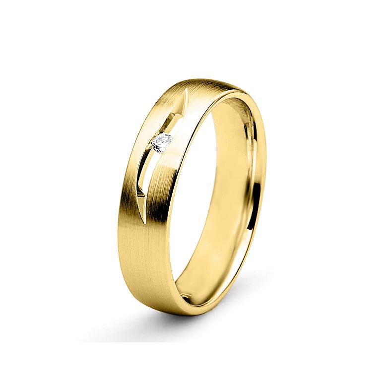 Alliance diamant or jaune - Lignes pures et découpées - Femme - 1