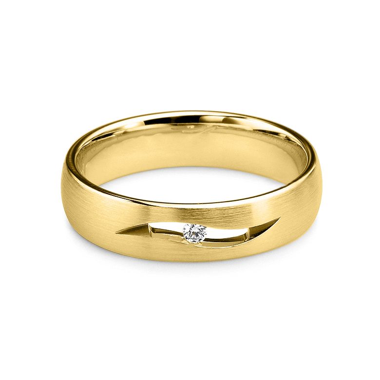 Alliance diamant or jaune - Lignes pures et découpées - Femme - 2