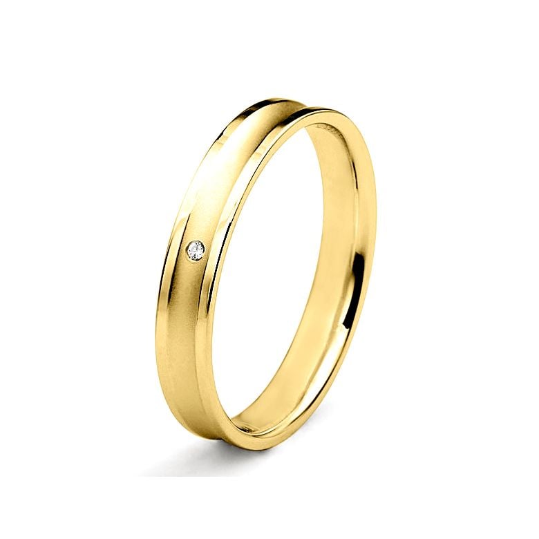 Alliance Femme en or jaune et diamant - Incurvation précieuse - 1