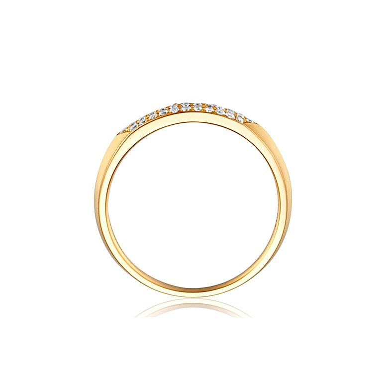 Alliance biseautée pour femme. Or jaune, pavage diamants | Mélancolique - 3