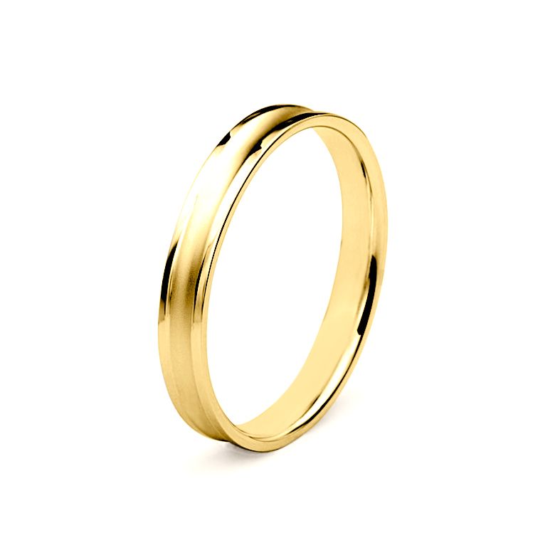Alliance Homme en or jaune et diamant - Incurvation précieuse - 1