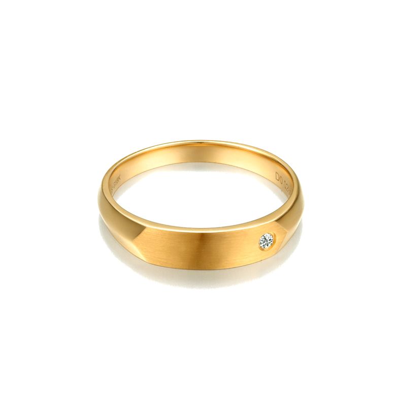 Alliance biseautée homme. Or jaune, diamant serti clos | Karasek - 2