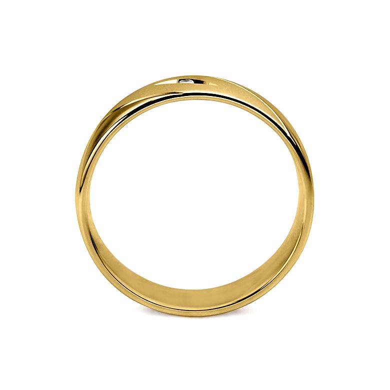 Alliance homme - Lignes fluides or jaune, diamant - Polie, brossée - 6