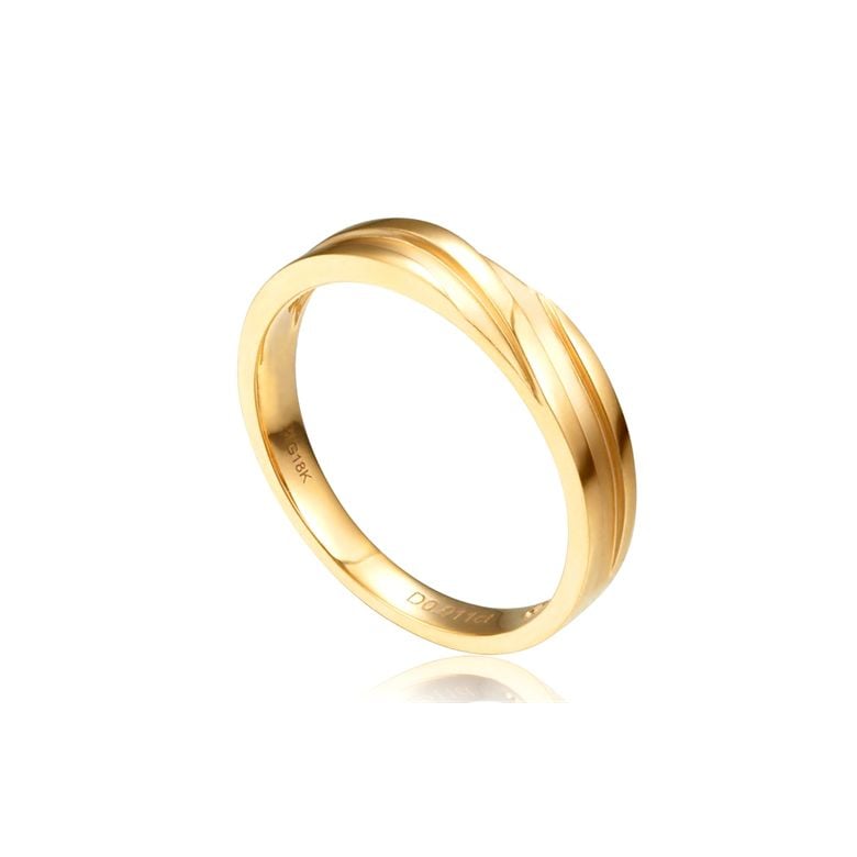 Bague alliance homme lignes obliques - Or jaune, diamant | Eolas - 1