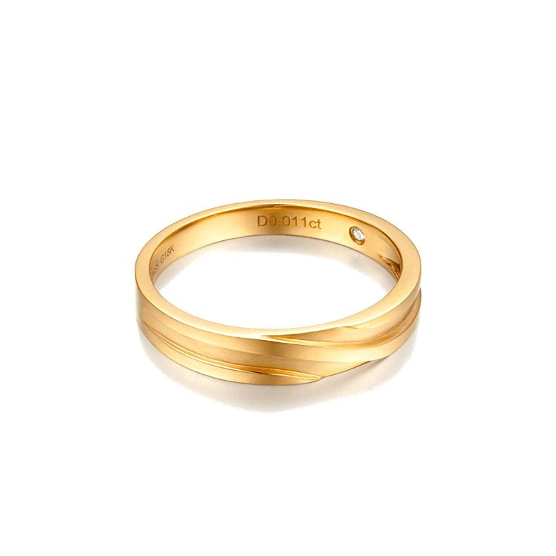 Bague alliance homme lignes obliques - Or jaune, diamant | Eolas - 6