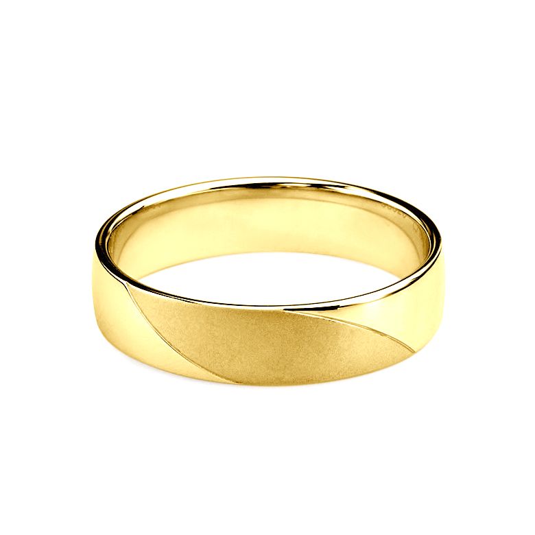 Alliance homme - Lignes fluides or jaune - Polie, brossée - 3