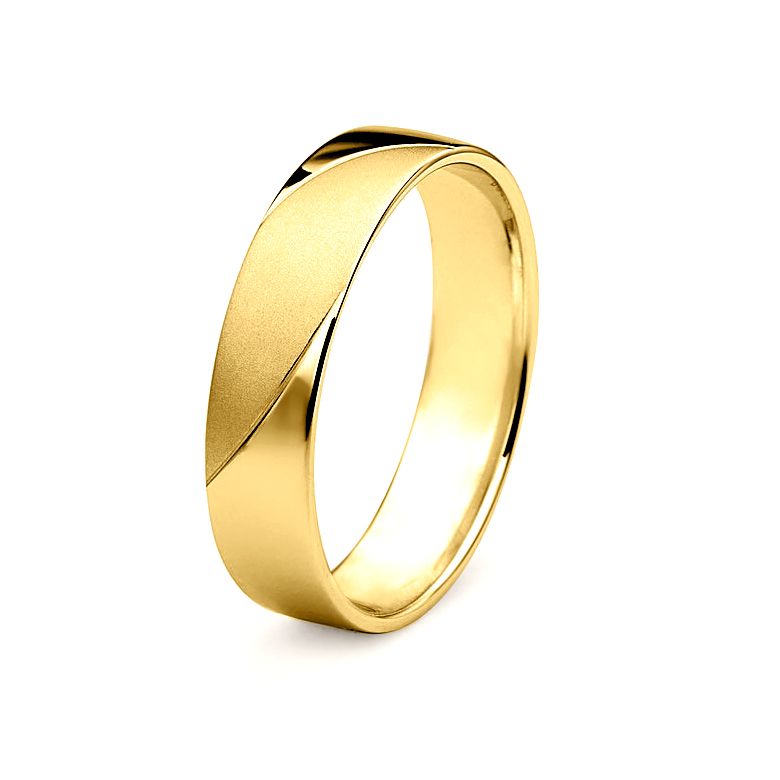 Alliance homme - Lignes fluides or jaune - Polie, brossée - 1