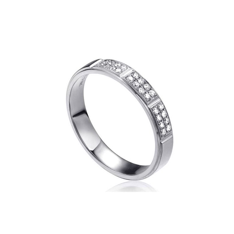 Alliance biseautée femme - Platine - 1