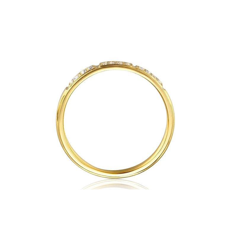Alliance biseautée femme - Or jaune pavage diamants - 4