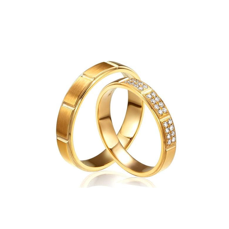 Alliances or mariage - Alliances diamants - Or jaune, Couple 0.13ct - 1
