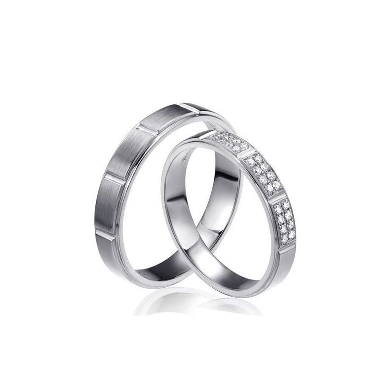 Alliances Couple -  Platine - Diamants - 1