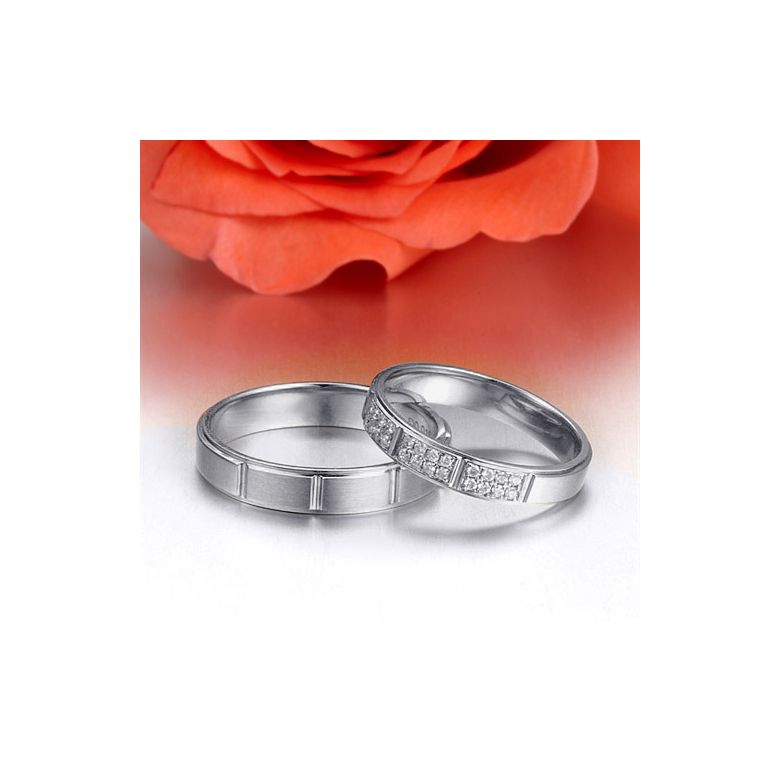 Alliances Couple -  Platine - Diamants - 2