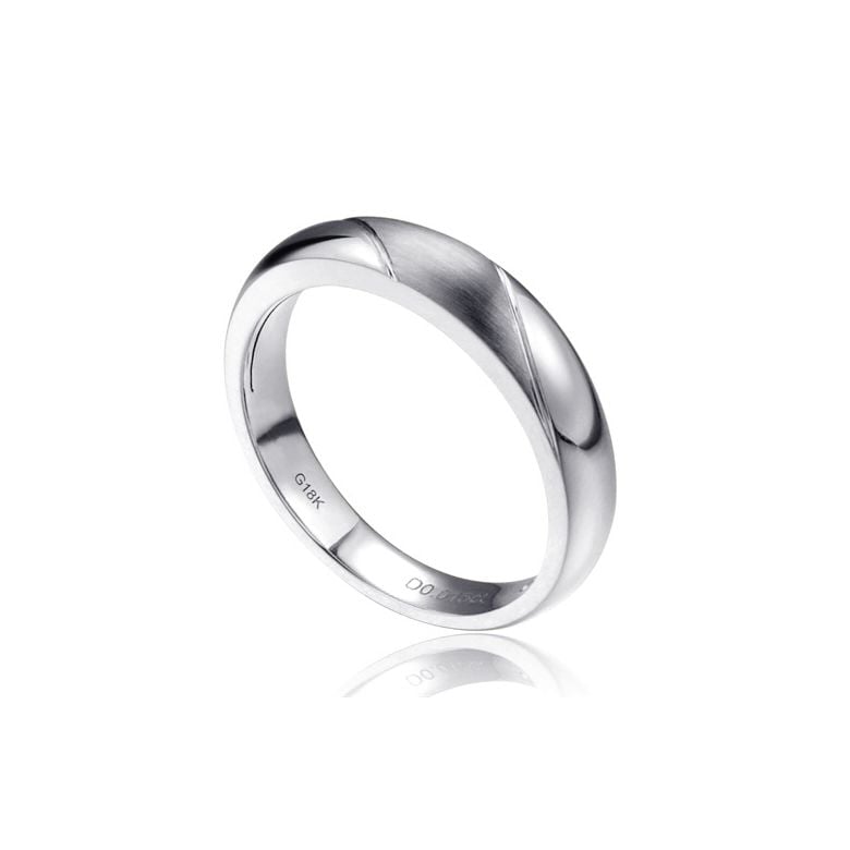 Alliance biseautée homme - Or blanc - diamant serti clos | Autour de moi - 1