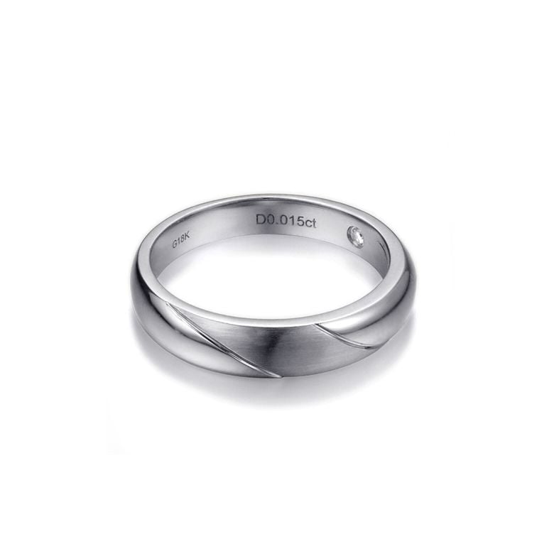 Alliance biseautée homme - Or blanc - diamant serti clos | Autour de moi - 3