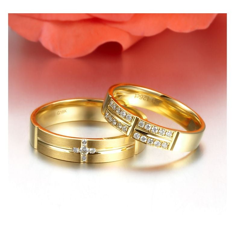 Alliances Couple - Or Jaune - Diamants - 3