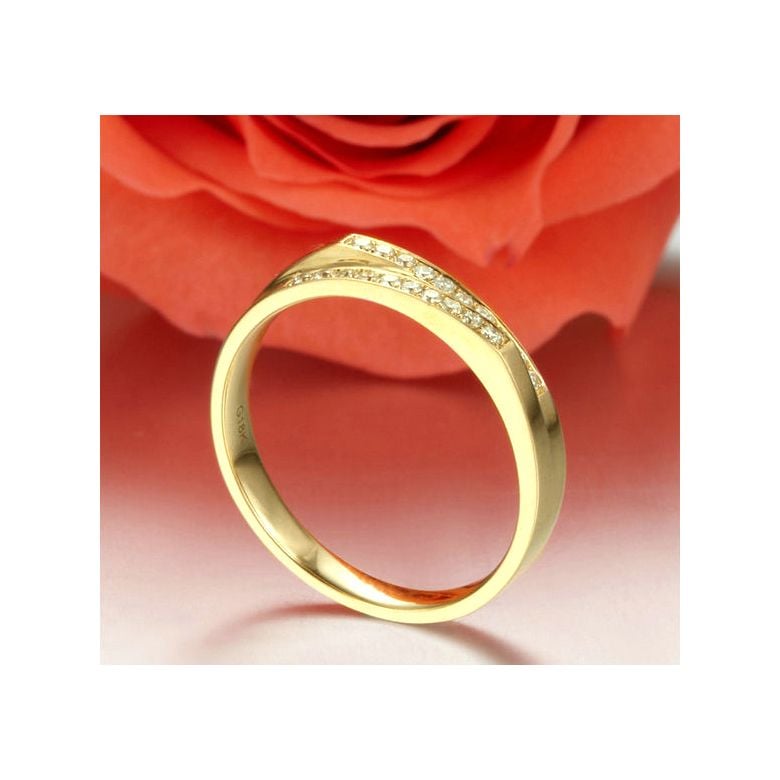 Alliance mariage 2 anneaux en 1. Femme moderne Or jaune - 3