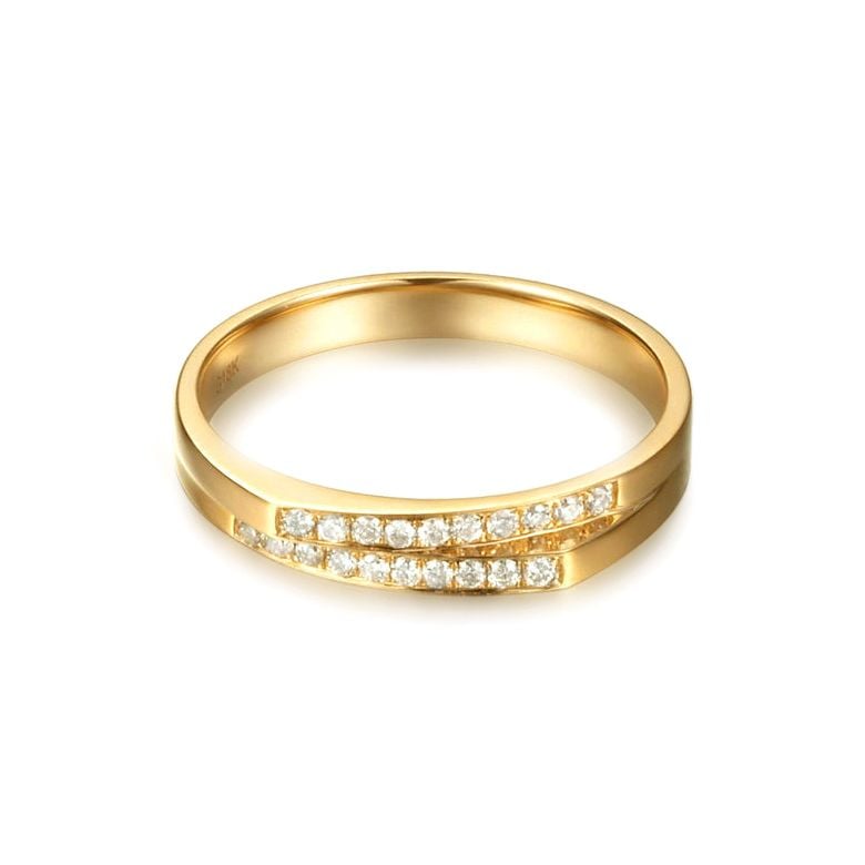 Alliance mariage 2 anneaux en 1. Femme moderne Or jaune - 4