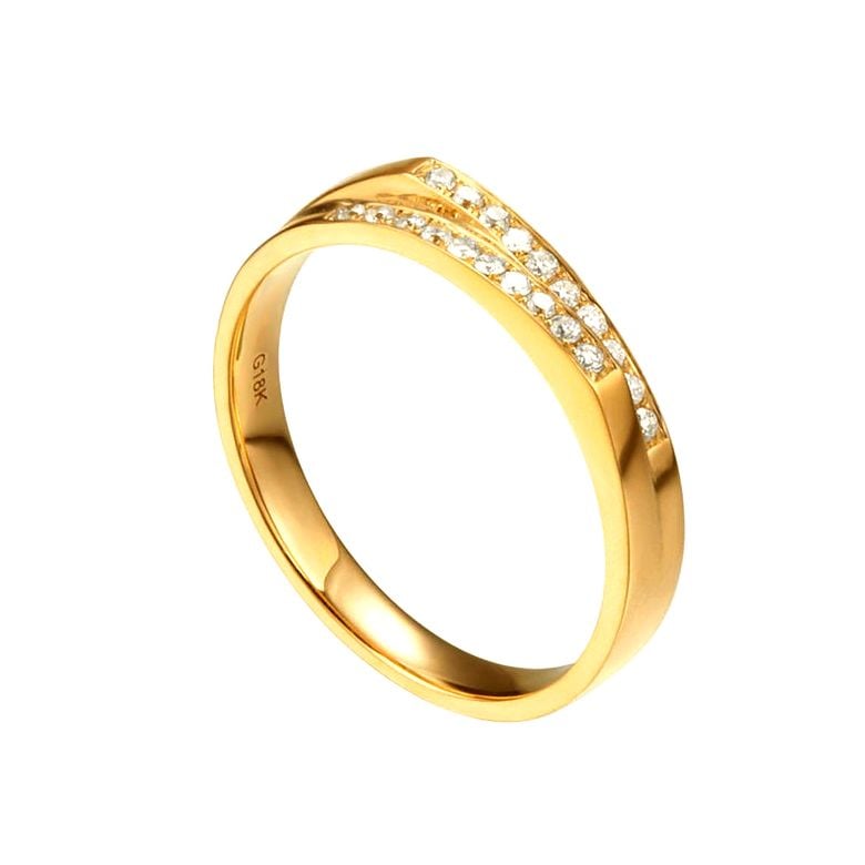Alliance mariage 2 anneaux en 1. Femme moderne Or jaune - 1