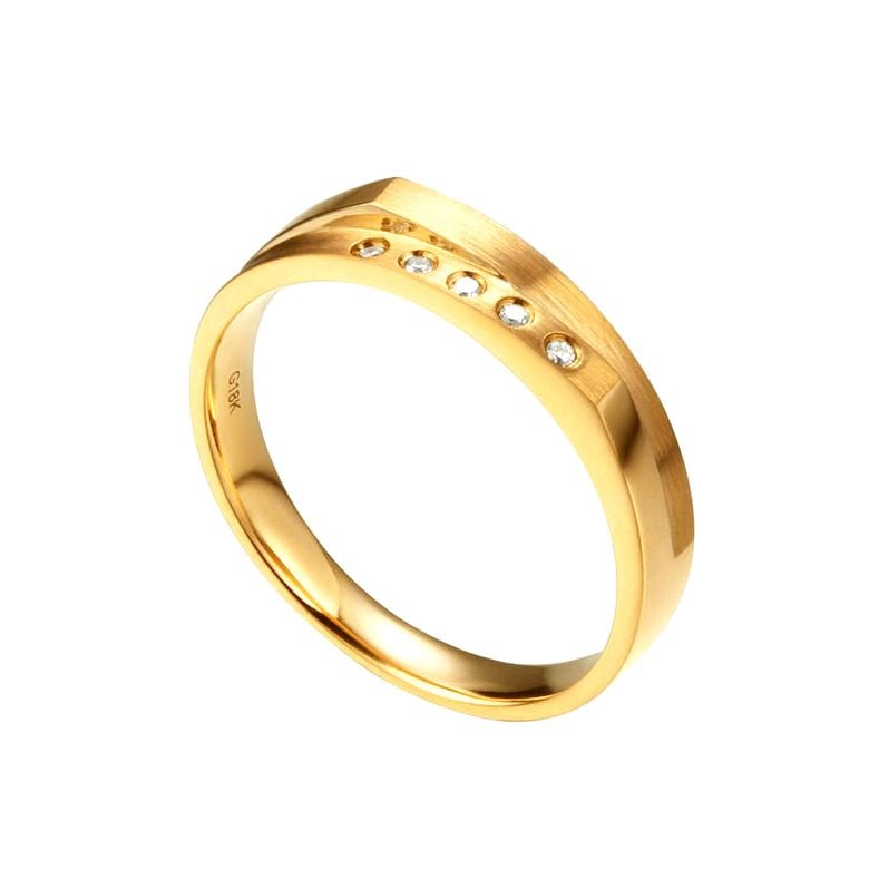 Alliance mariage 2 anneaux en 1. Homme moderne Or jaune - 1