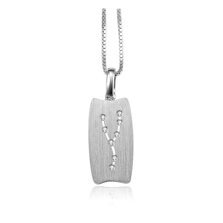 Pendentif taureau or blanc - Constellation du zodiaque - Diamants - 2
