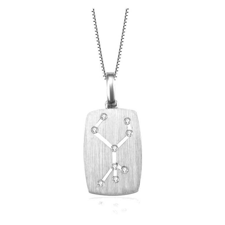 Pendentif vierge or blanc - constellation zodiaque - Diamants - 1
