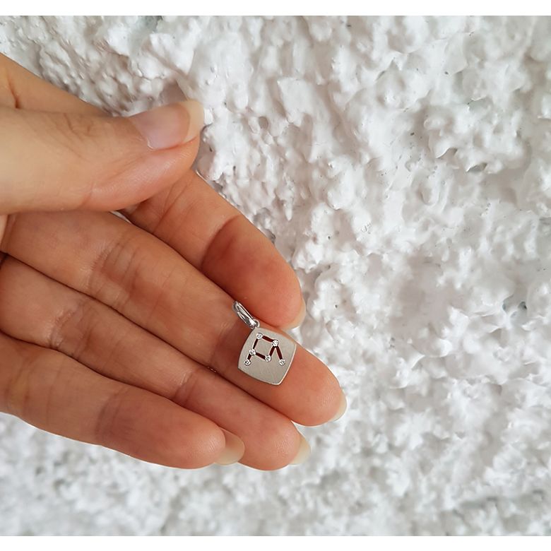 Pendentif constellation zodiacale - Signe de la balance - Or blanc - 5