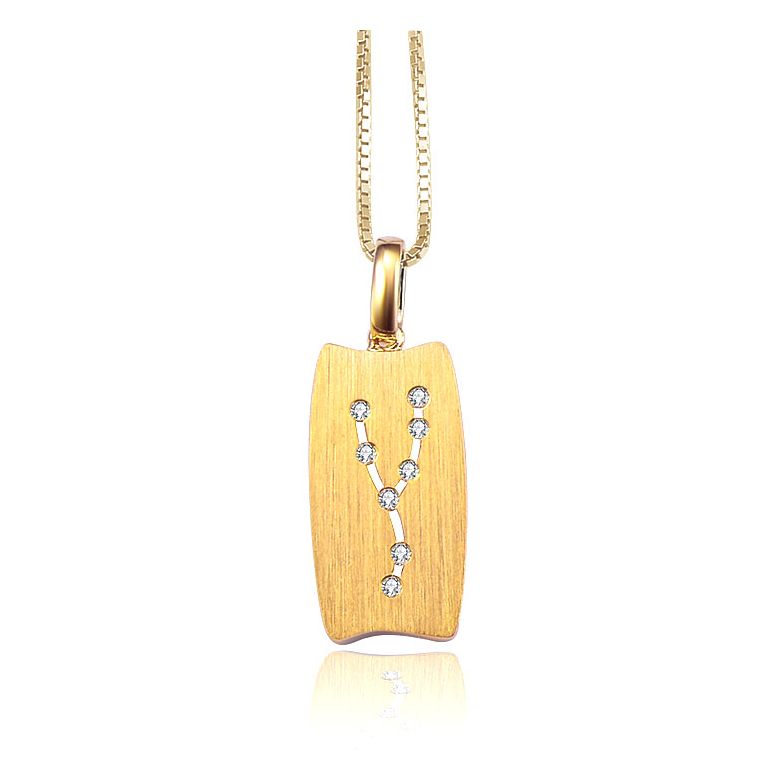 Pendentif zodiaque or jaune - Constellation du taureau - Diamants - 2