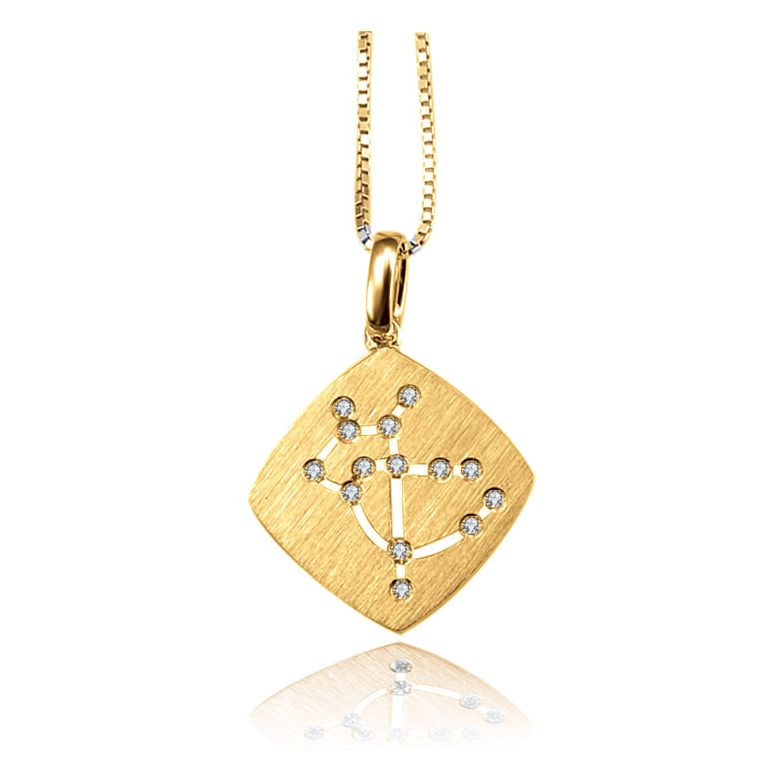 Pendentif zodiaque - Constellation sagittaire - Or jaune, diamants - 1