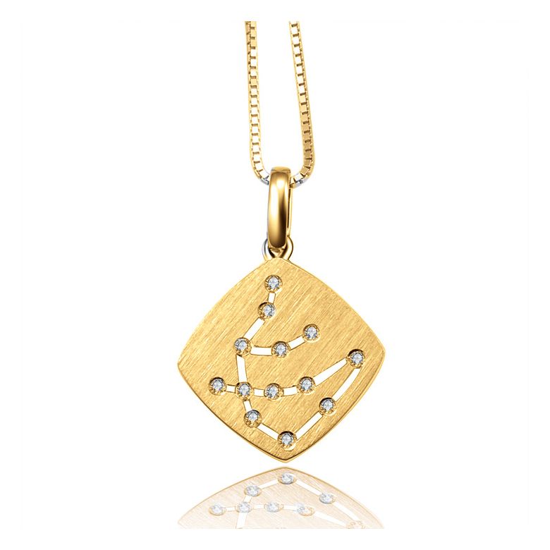 Pendentif signe du zodiaque - Constellation verseau - Or jaune - 1