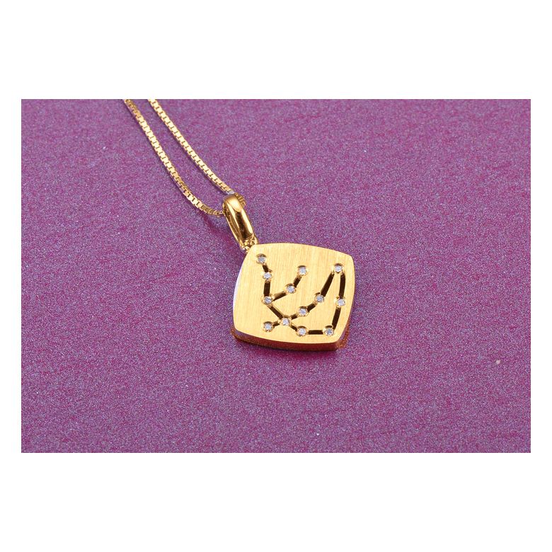 Pendentif signe du zodiaque - Constellation verseau - Or jaune - 2