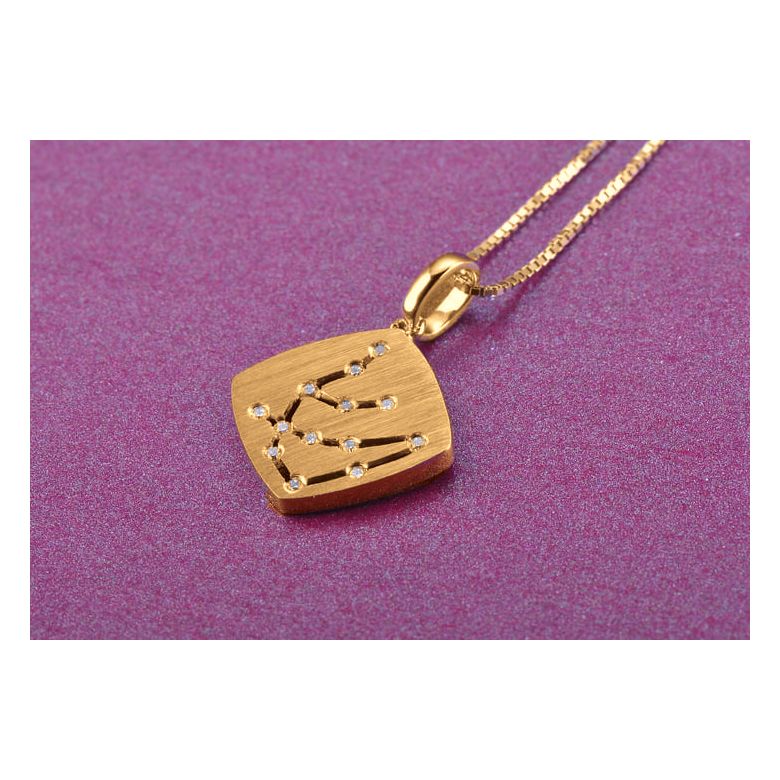 Pendentif signe du zodiaque - Constellation verseau - Or jaune - 3