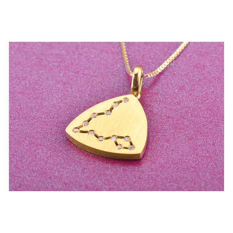 Pendentif constellation du zodiaque - Signe du poisson - Or jaune - 3