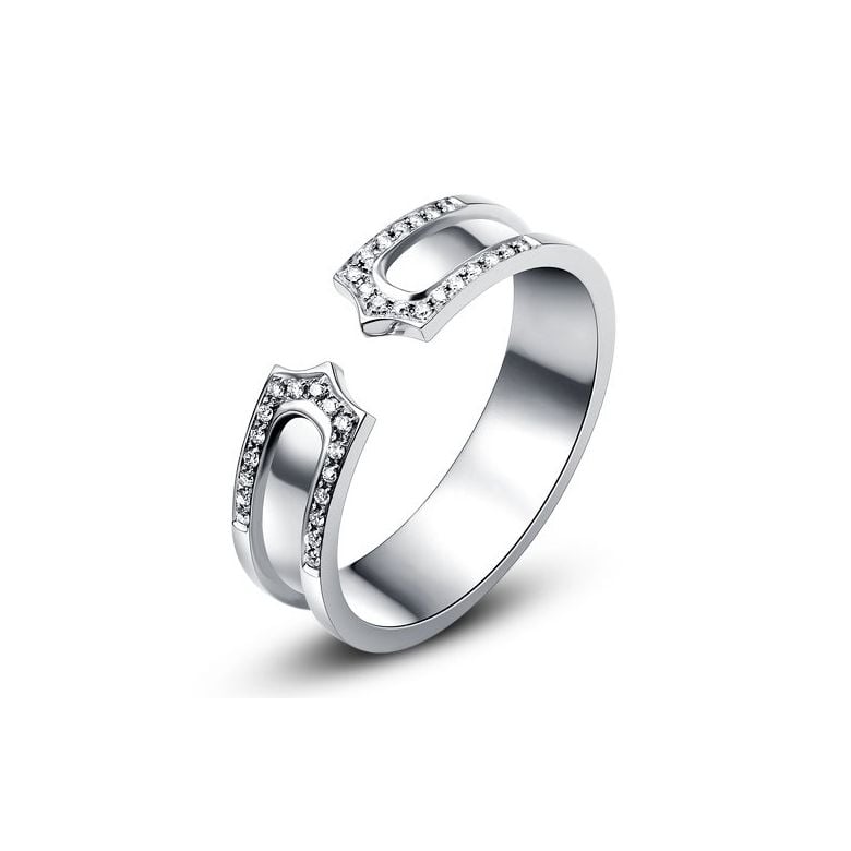 Alliance platine originale - Anneau discontinu pour Lui - Diamants - 1