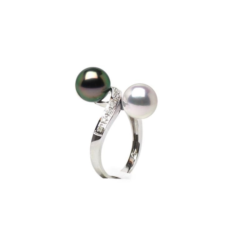 Bague Florina Or Blanc, Perle de Tahiti & Akoya | Gemperles - 1