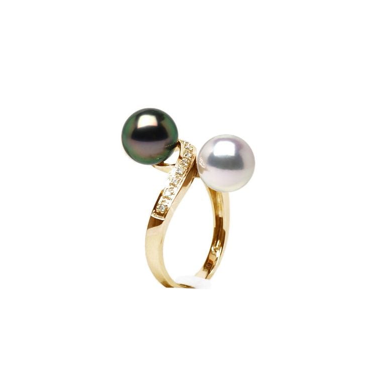 Toi et Moi Bague - Perles de Tahiti, Akoya - Or jaune - 1