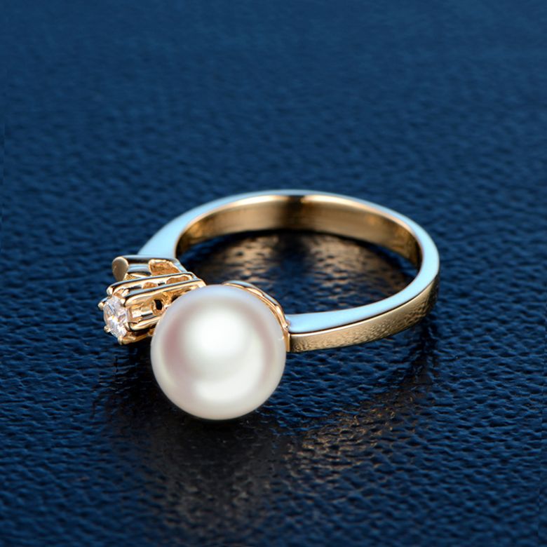 Bague Or jaune. Duo Perle Akoya et Diamant serti - 3