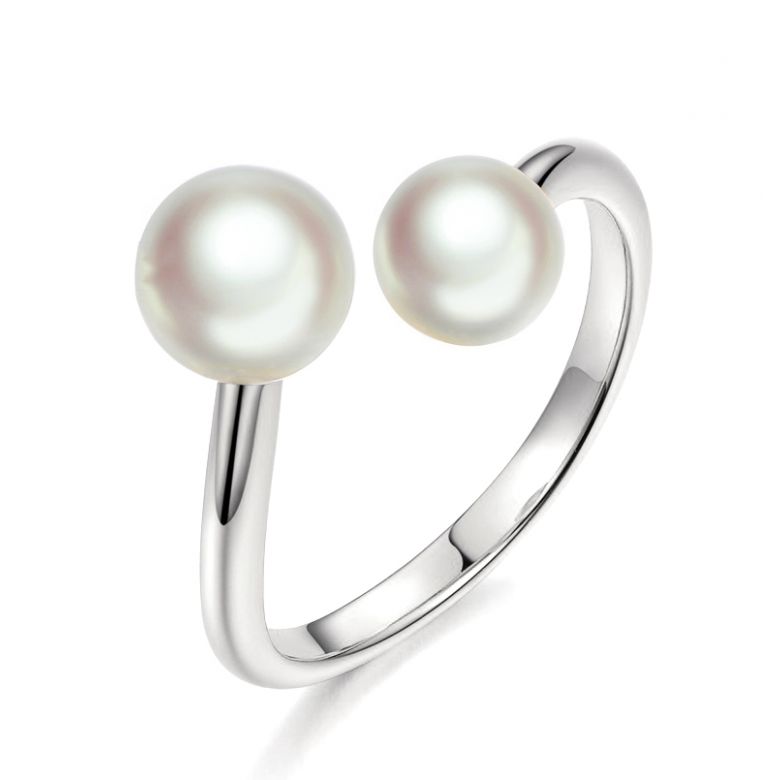 Bague perles Akoya Toi et Moi. Or blanc - 1