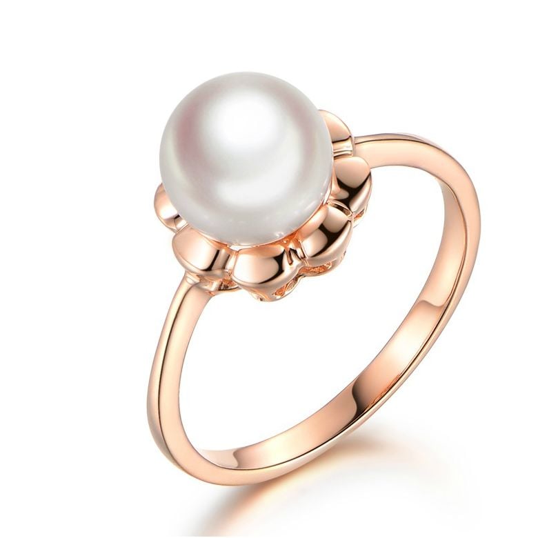 Bague fleur charnelle. Or rose, perles Akoya Japon - 1