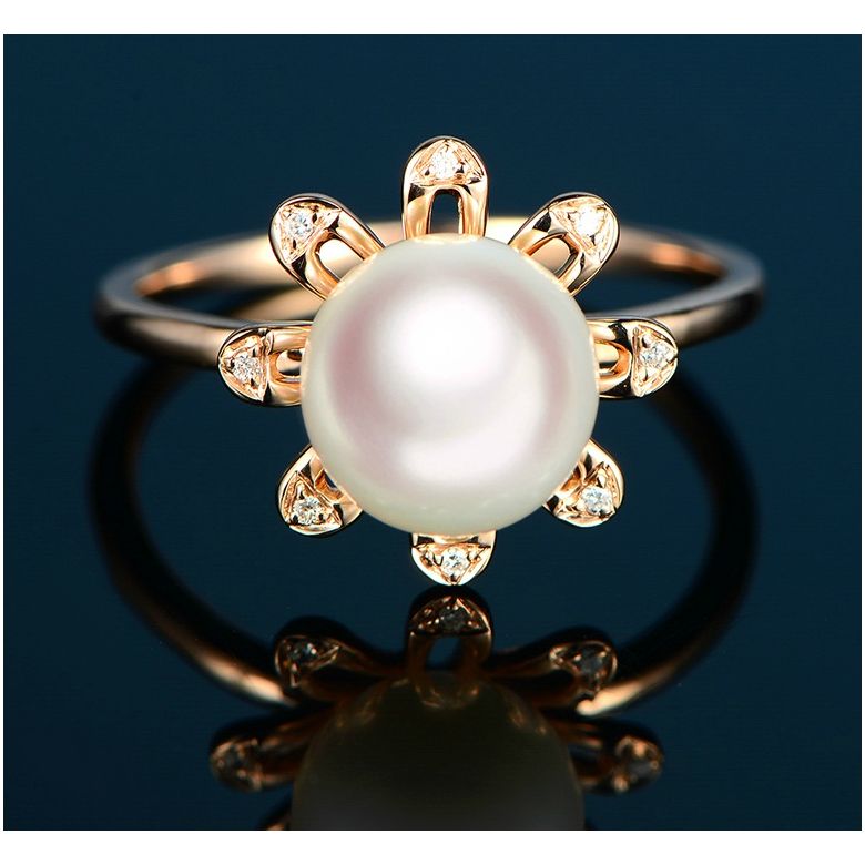 Bague fleur des neiges. Or rose, pétales de diamants - 2