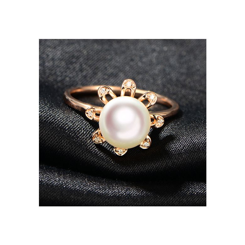 Bague fleur des neiges. Or rose, pétales de diamants - 3